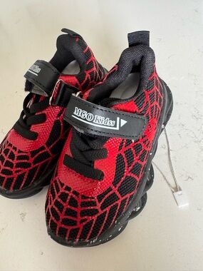 Red & Black Spider-Web Light-Up Kids Sneakers